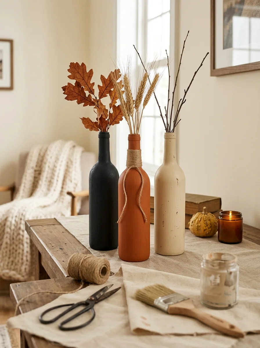 Painted Wine Bottle Vases