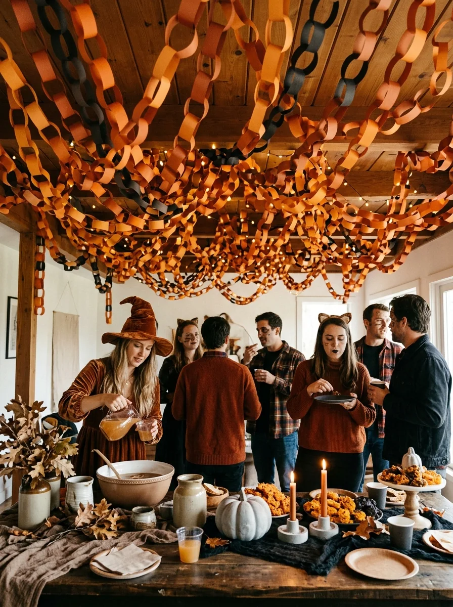Orange Paper Chain Ceiling