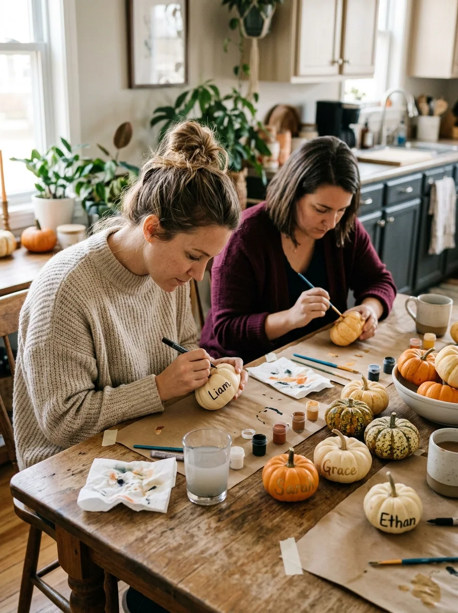 Painted Pumpkin Name Cards