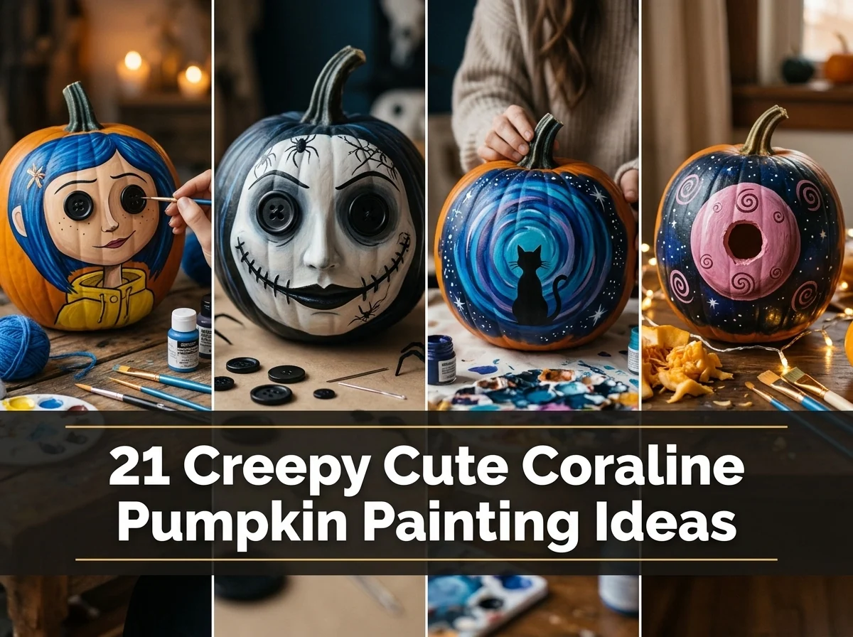 21 Creepy Cute Coraline Pumpkin Painting Ideas