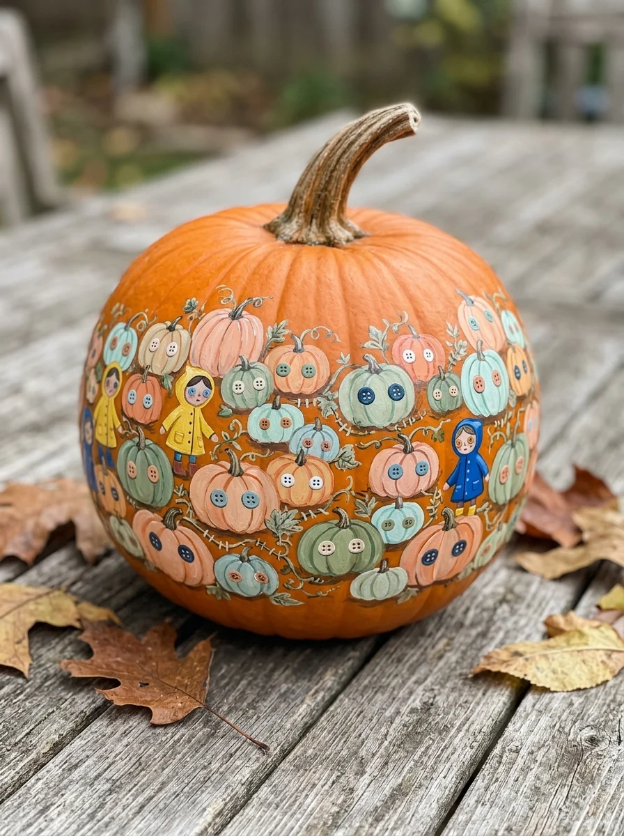Pumpkin Patch of Button Faces