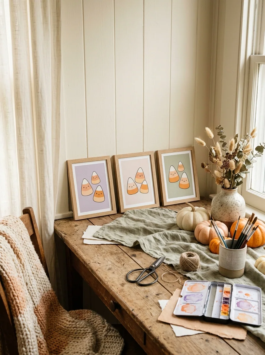 Smiling Candy Corn Print Trio