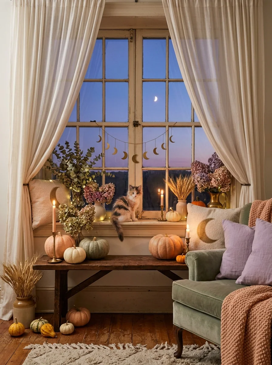 Kitten and Moon Window Scene