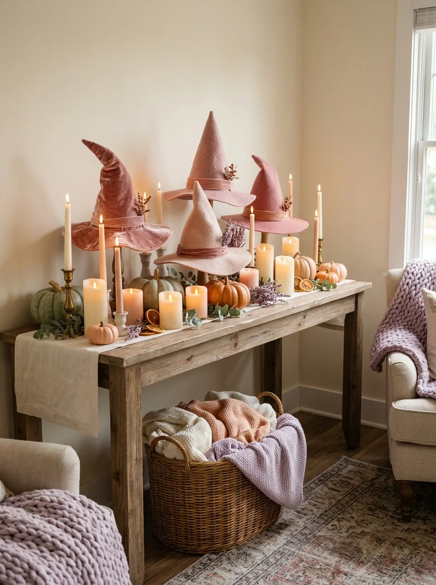 Pink Witch Hat Candle Display