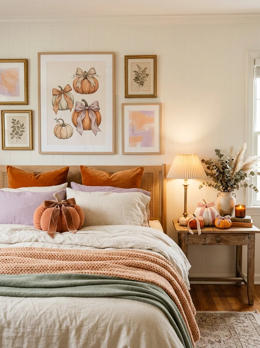 Pumpkin Bow Bedroom Art