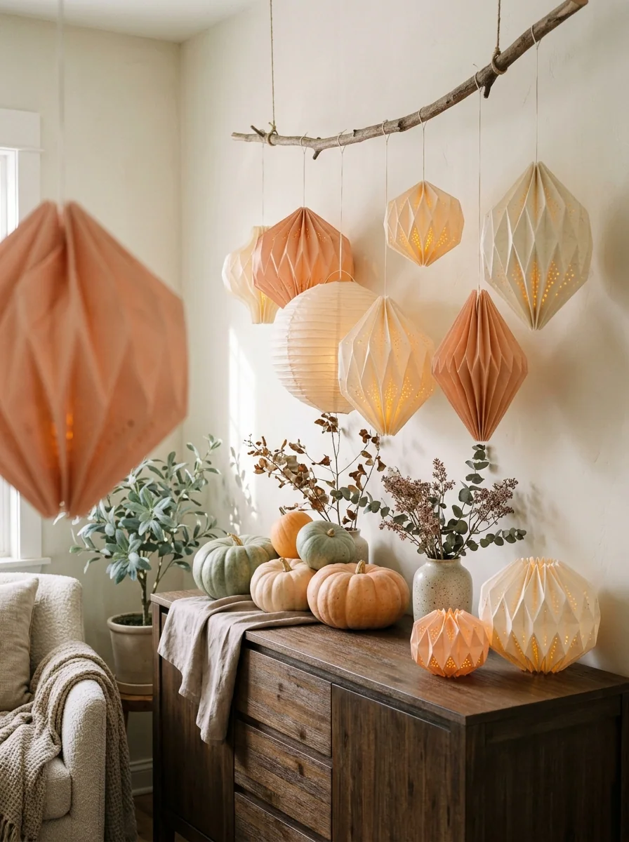 Peach and Cream Paper Lanterns