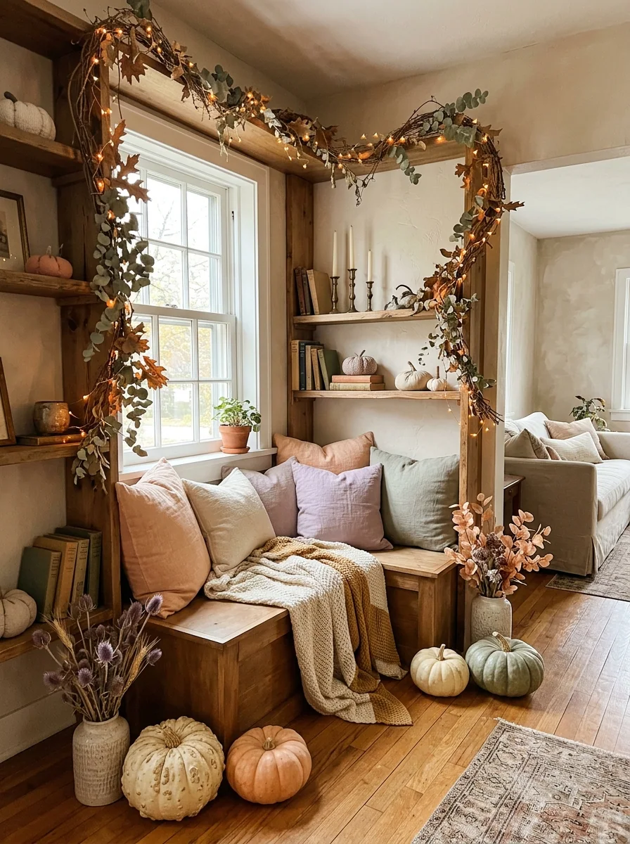 Soft Orange String-Light Nook