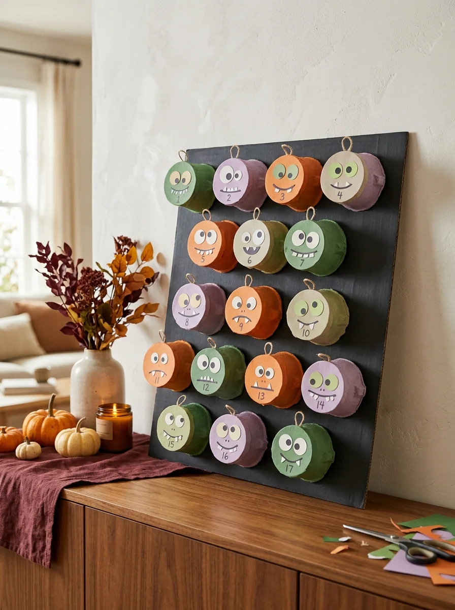Painted Egg Carton Monster Faces