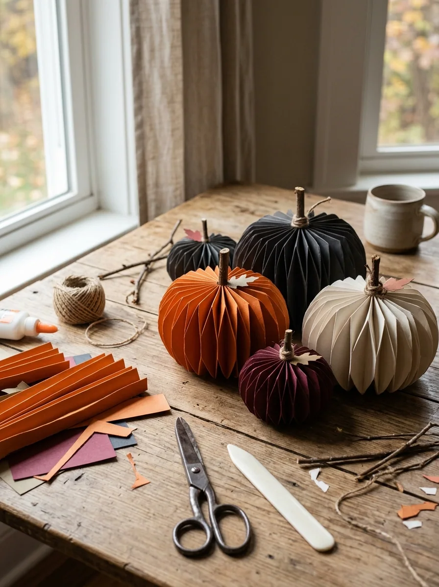 Pleated Paper Fan Pumpkins