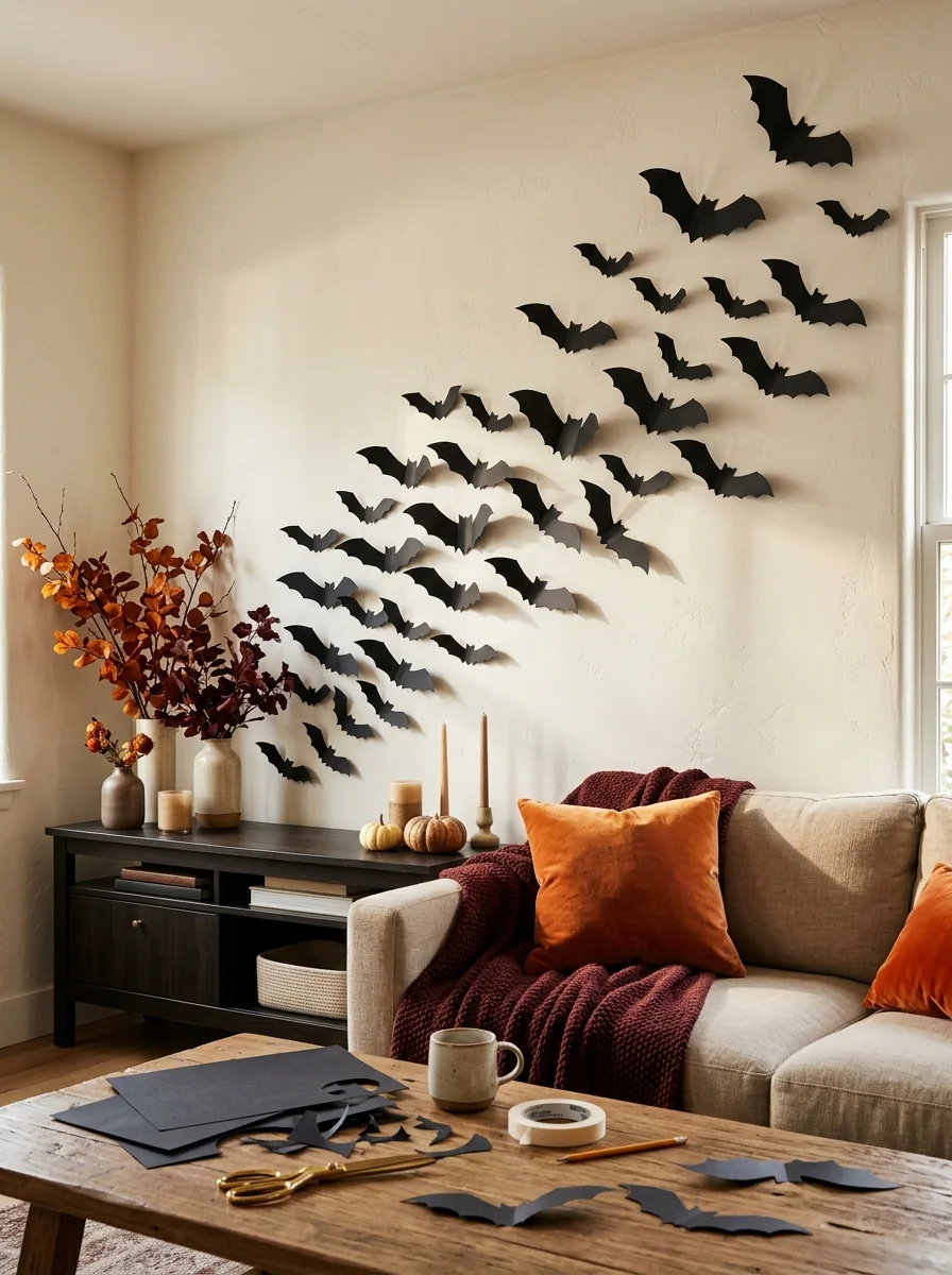Black Cardstock Bat Swarm
