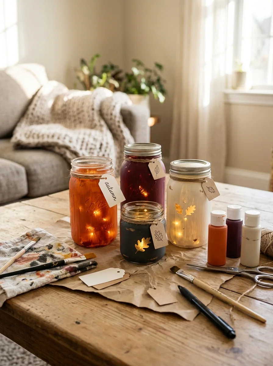 Painted Mason Jar Lanterns