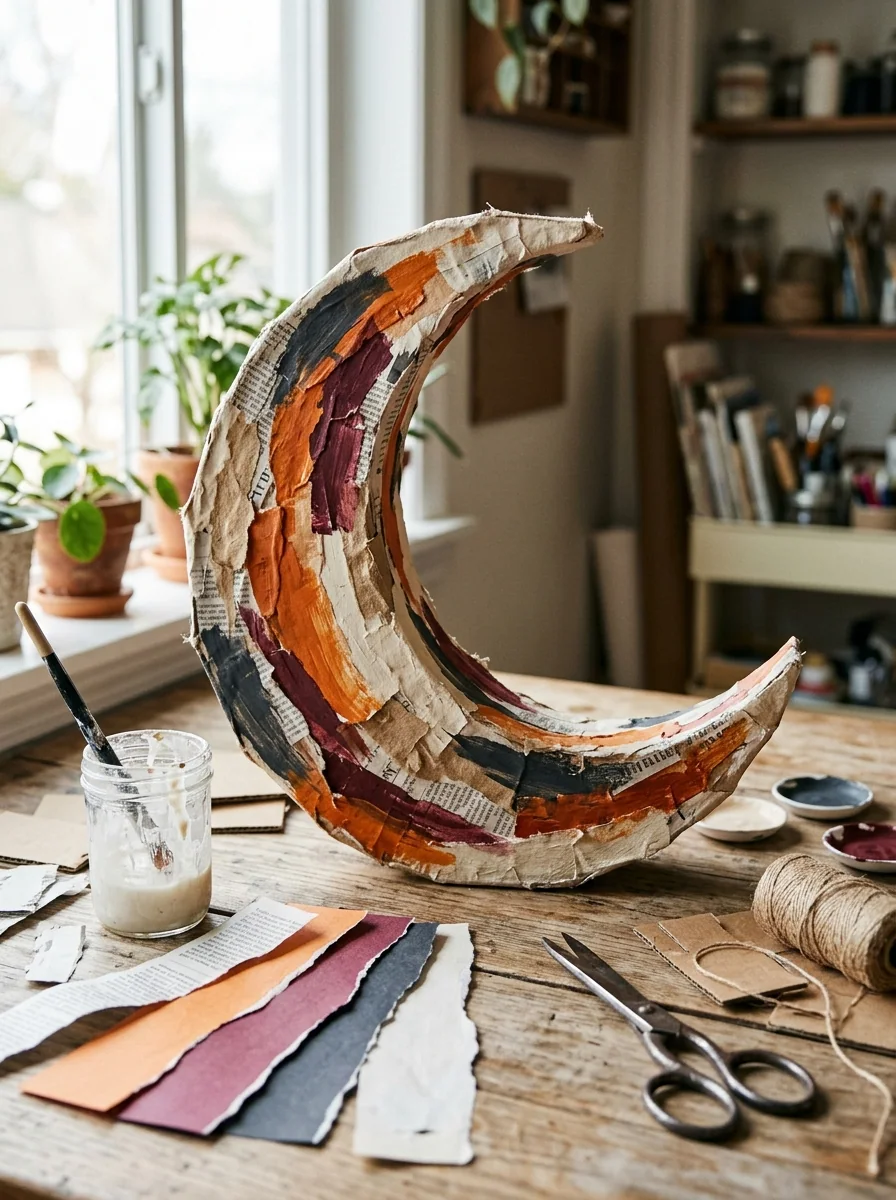 Paper-Mache Crescent Moon