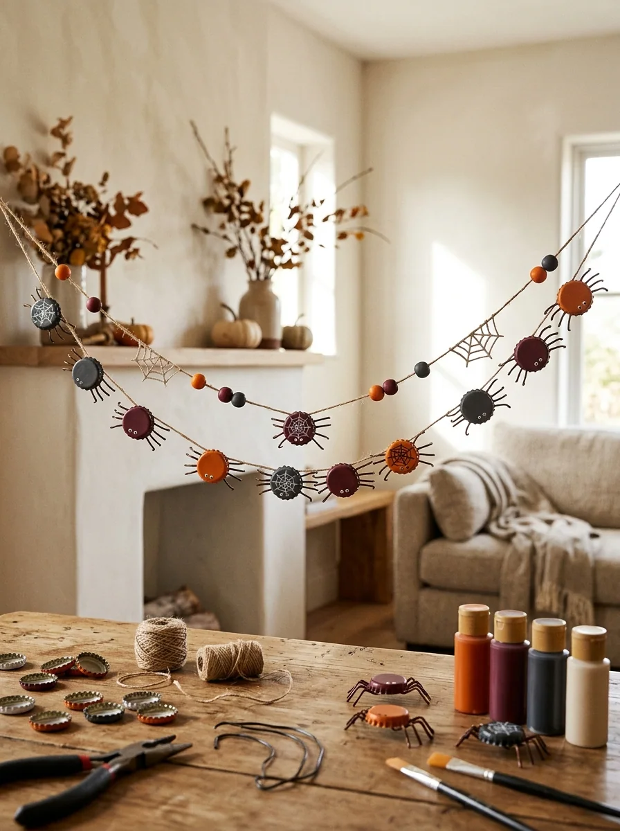 Bottle-Cap Mini Spider Garland