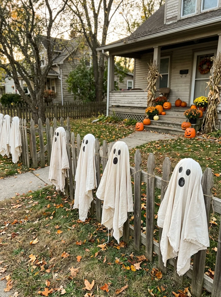 Old-Sheet Fence Ghosts