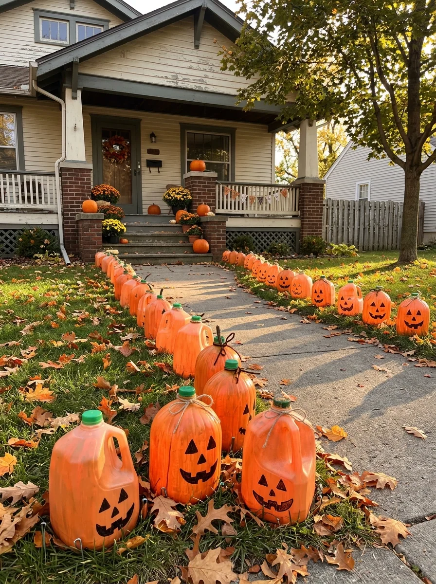 Recycled Bottle Pumpkin Row