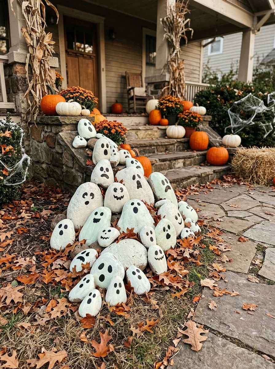 Glow-Painted Stone Ghosts