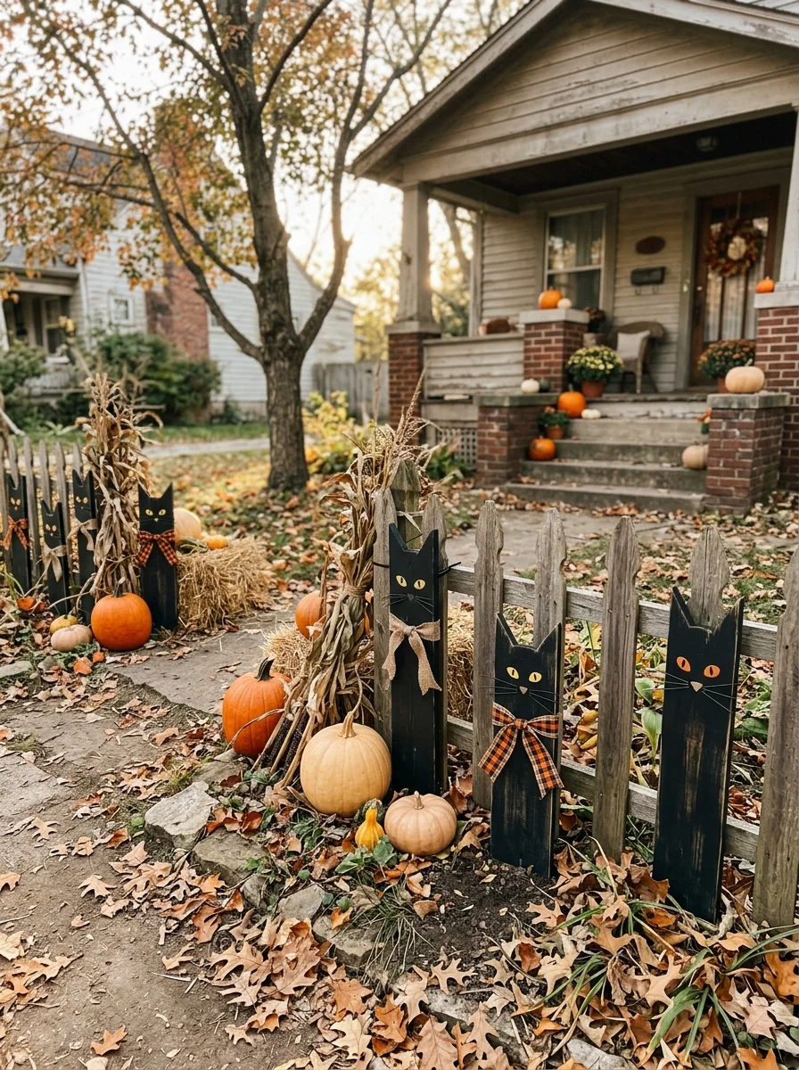 Fence-Picket Black Cat Cutouts