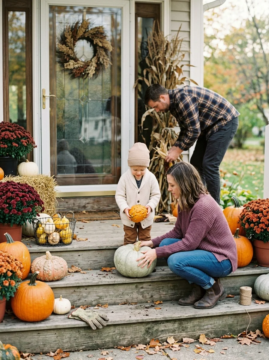 Arrange a Front Door Pumpkin Group