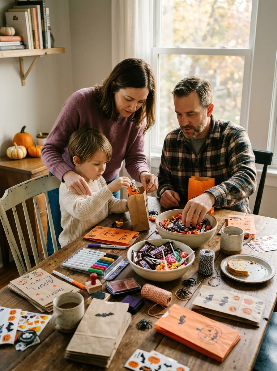 Prepare Trick-or-Treat Bags Together