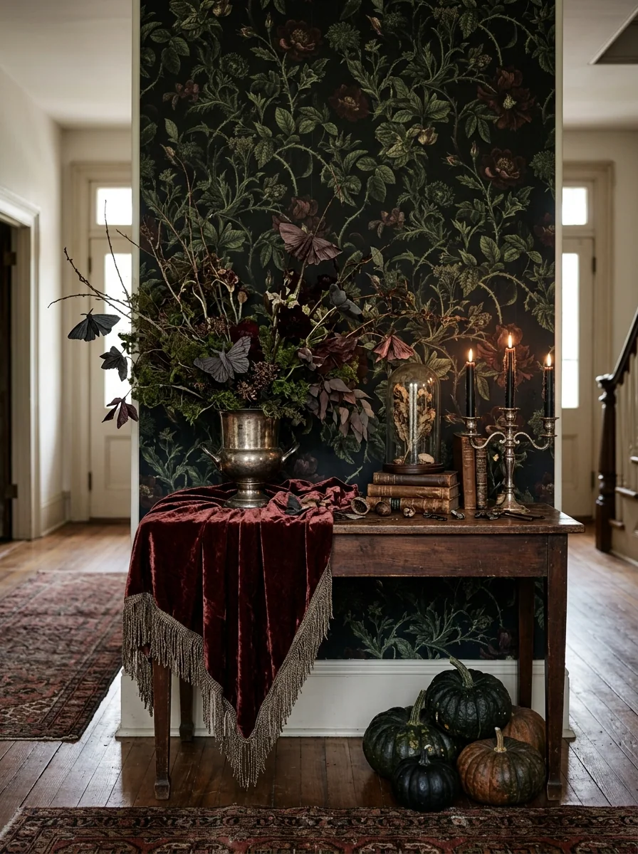 Dark Botanical Wallpaper Panel