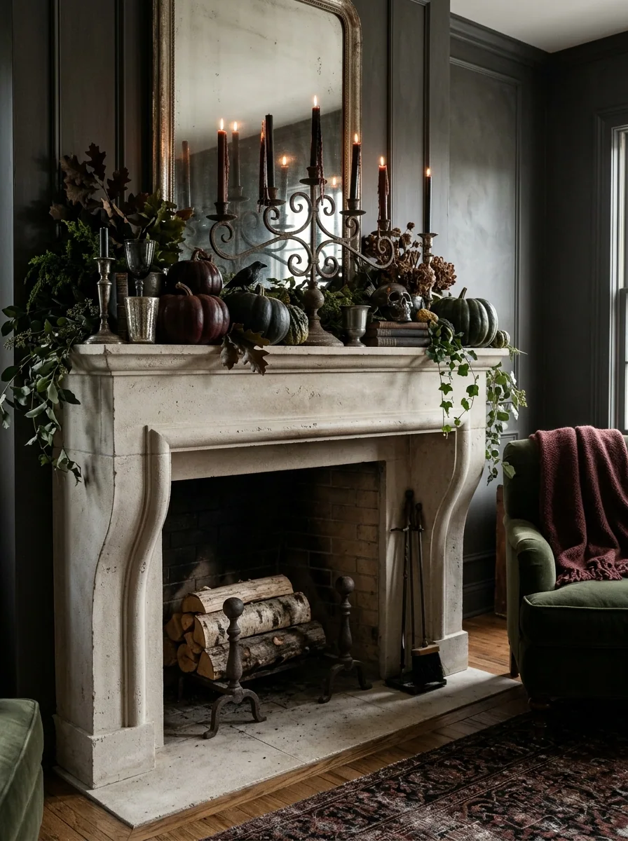 Iron-Look Candelabra Mantel