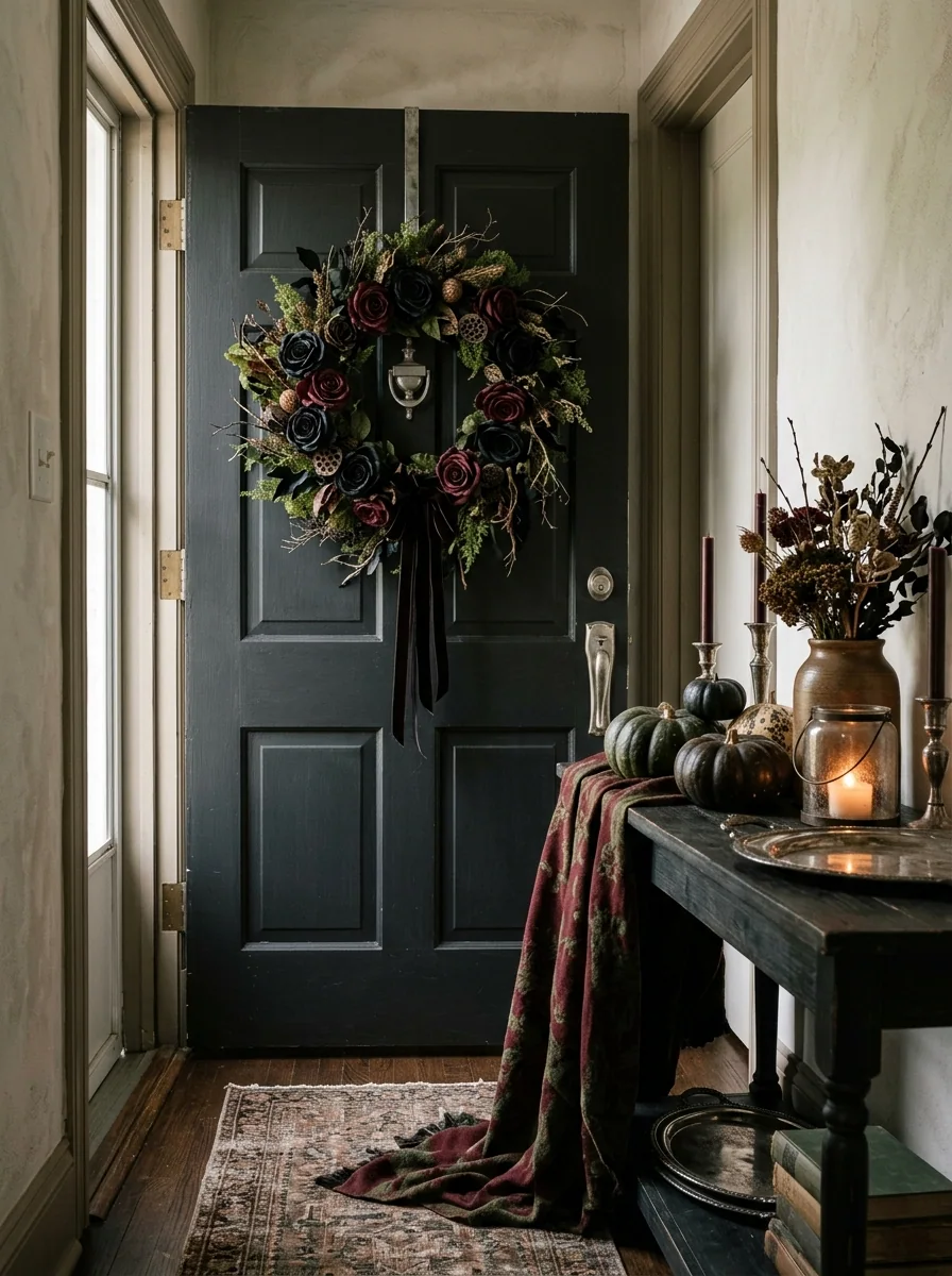 Black Rose Door Wreath