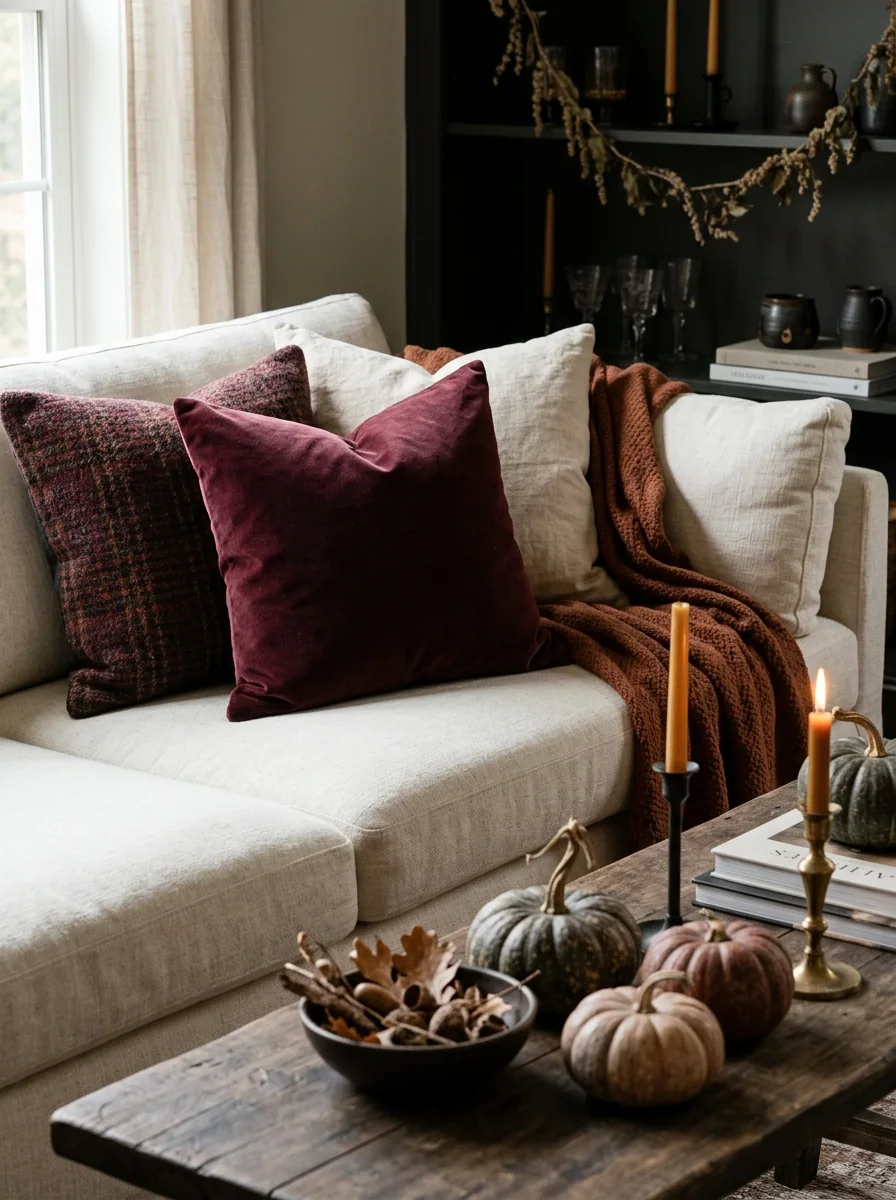Deep Burgundy Sofa Pillows