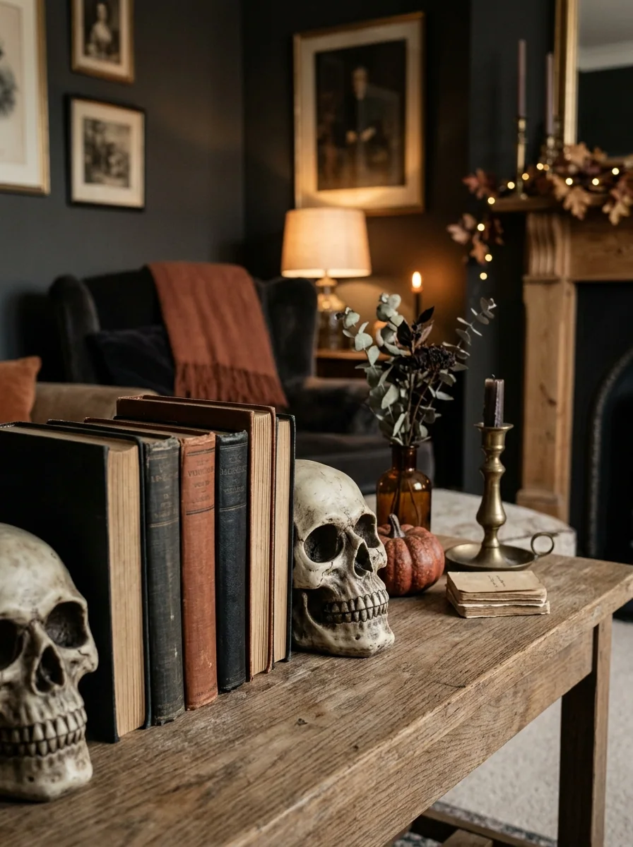 Vintage-Look Skull Bookends