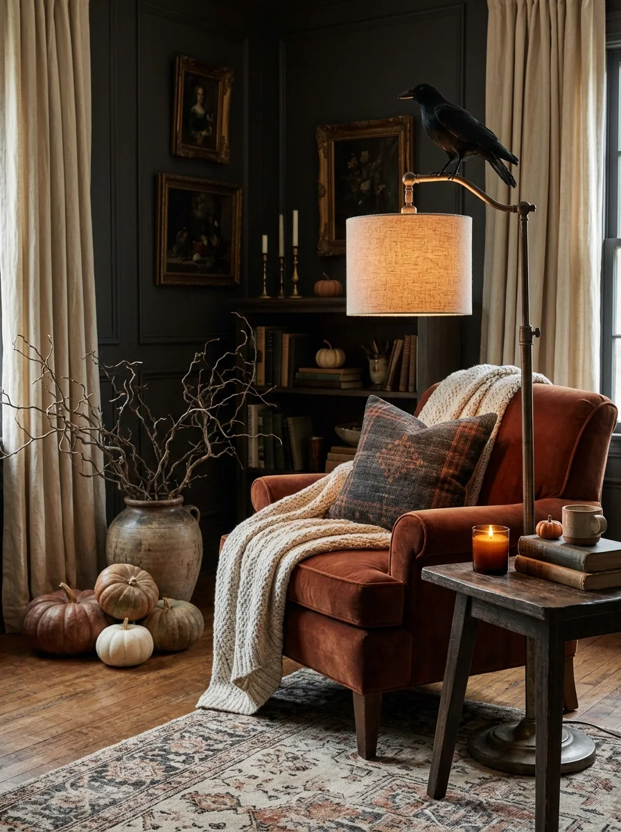 Raven on the Floor Lamp