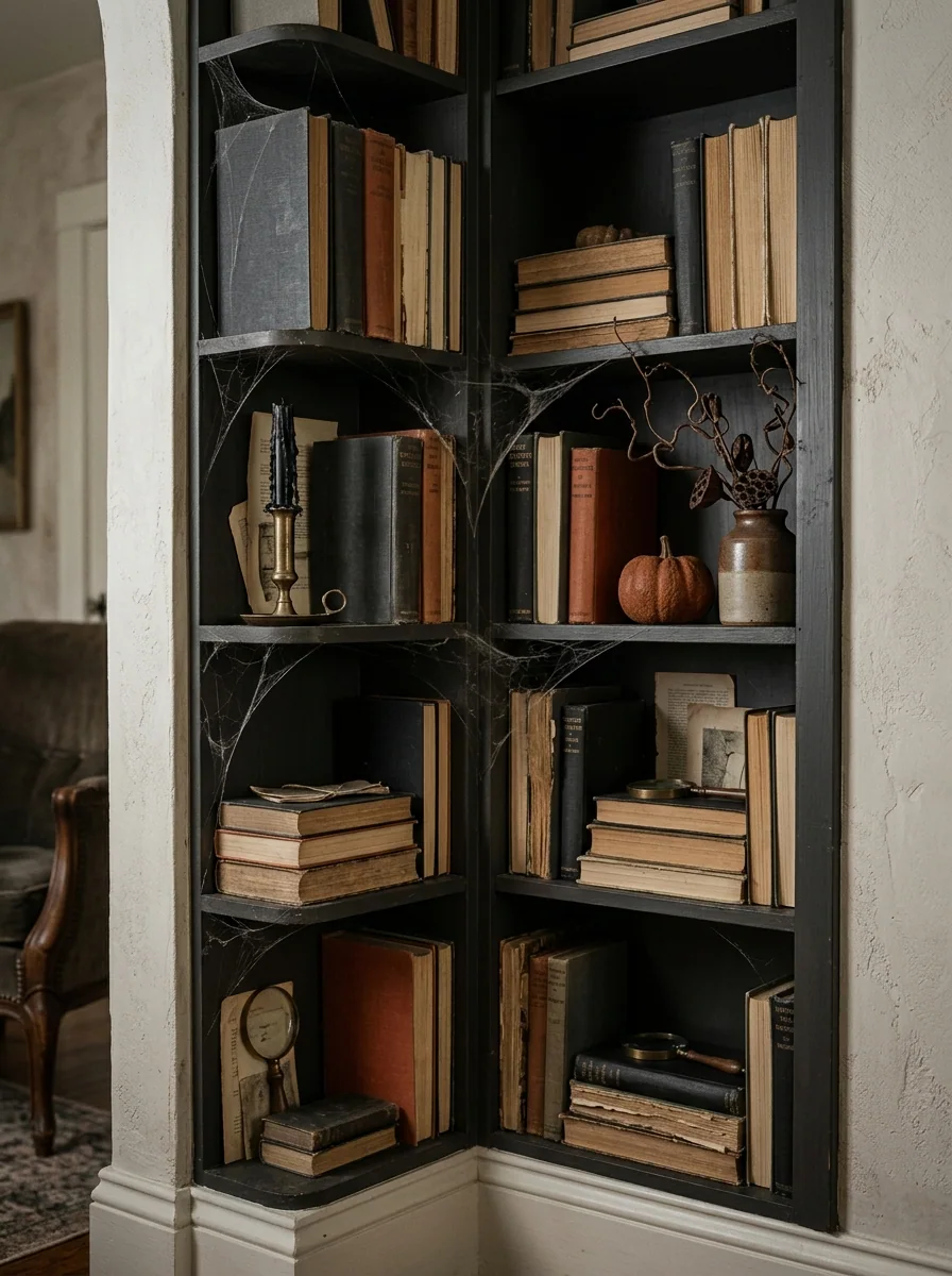 Cobwebbed Bookshelf Corners