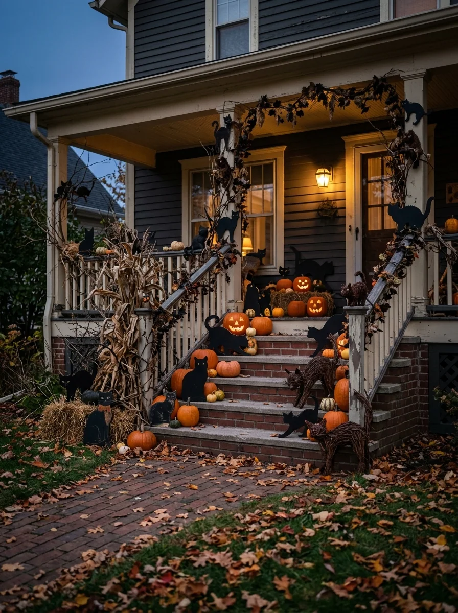 Black Cat Porch Steps