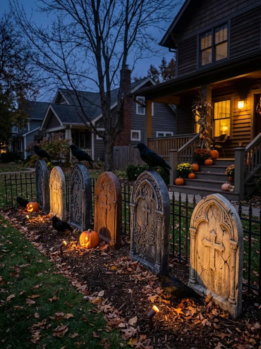 Raven Grave Marker Row