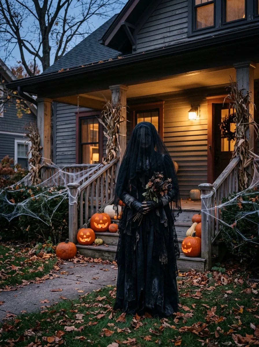 Black Veiled Widow Figure