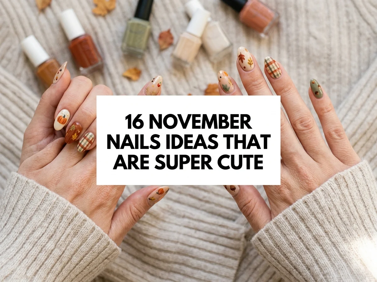Cute autumn nail art with plaid, pumpkins, leaves, berries, and cozy details.