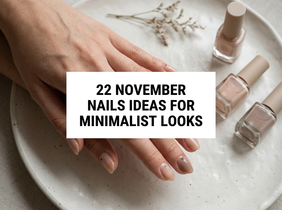 Minimalist nude November manicure with subtle dot accents.